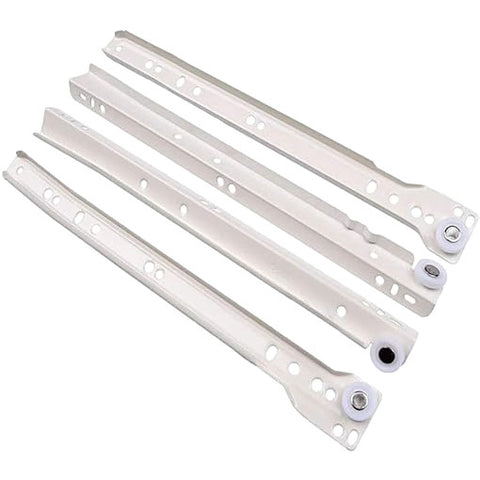14" Self Closing Euro Drawer Slide Bottom Mount White Set (4000-14-1WT)
