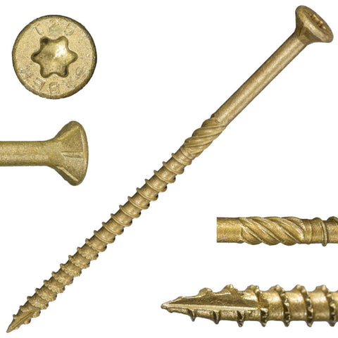 #10 x 4" SaberDrive Tan XL1500 Coating Multi-Purpose Deck Screws 5 LB (Includes Star-Drive Bit) (50757)