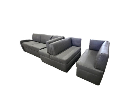 Raedon Jacknife Ensemble 3 Piece Tri-Fold Couch 166" Stucco Meteor- Sunguard Beige Thread (#39)