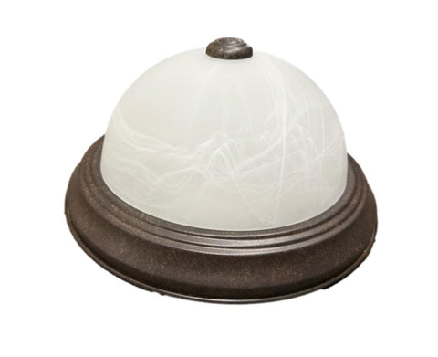 11-1/2" Diameter 2-Light Antique Bronze Flush Mount w/ Frosted Swirl Glass Shade