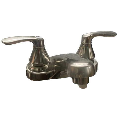 4" Bathroom Faucet Non Metallic W/Solid Saber Handles Brushed Nickel