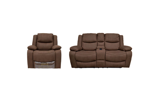 Great Lakes Comfort® Boston Series - 65" Manual Theatre Couch + Swivel, Rock & Recliner Set - RV Wall Hugger  - Manual - Cappuccino