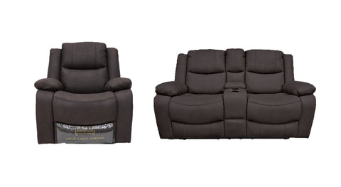 Great Lakes Comfort® Boston Series - 65" Manual Theatre Couch + Swivel, Rock & Recliner Set- RV Wall Hugger  - Manual - Chocolate