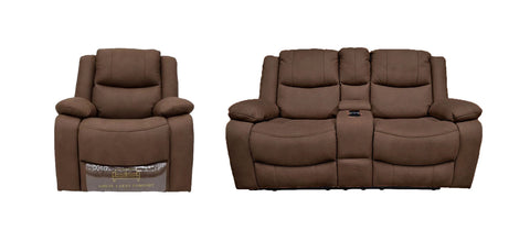 Great Lakes Comfort® Boston Series - 67" Manual Theatre Couch + Swivel, Rock & Recliner Set - RV Wall Hugger  - Manual - Cappuccino
