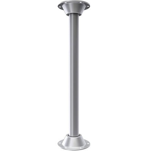 27.5" Matte Silver Steel Stationary Table Leg Tapered Bottom W/ 2 Standard Bases