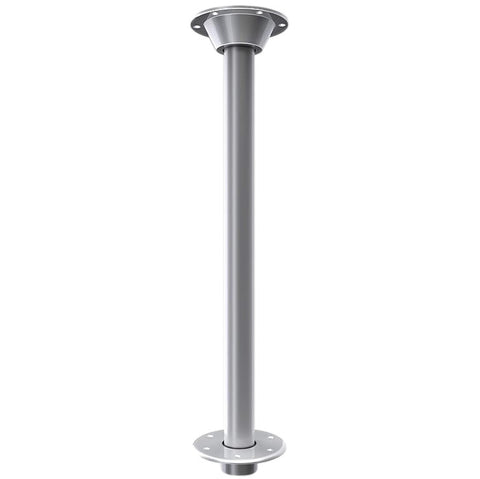 27.5" Matte Silver Steel Stationary Table Leg Tapered Bottom Recessed Mount Kit