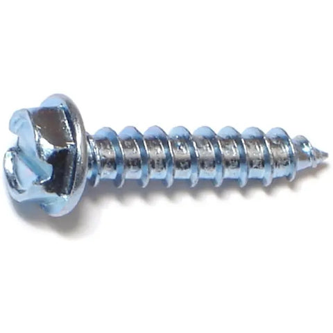 #12 x 1" Zinc Plated Slotted Hex Washer Head Sheet Metal Screws (10189)