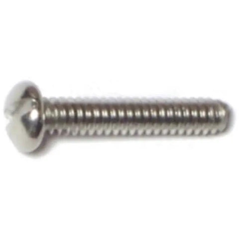 #6-32 x 3/4" 18-8 Stainless Coarse Thread Slotted Round Head Machine Screws (80702)