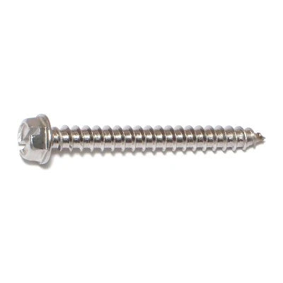#12 x 2" 18-8 Stainless Steel Slotted Hex Washer Head Sheet Metal Screws (23743)