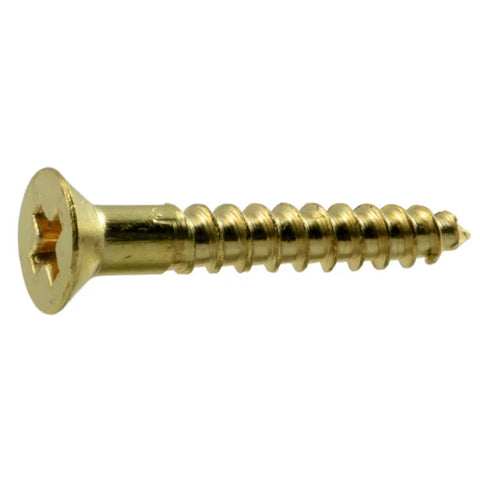 #4 x 3/4" Brass Phillips Flat Head Wood Screws (21182)