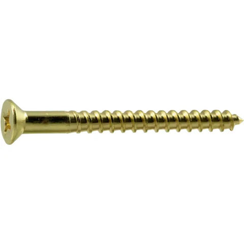 #6 x 1-1/2" Brass Phillips Flat Head Wood Screws (21187)