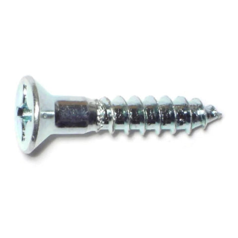 #10 x 1" Zinc Plated Steel Phillips Flat Head Wood Screws (21112)