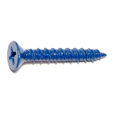 1/4" x 1-3/4" Blue Ruspert Coated Steel Phillips Flat Head Masonry Screws (23342)