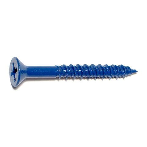 1/4" x 2-1/4" Blue Ruspert Coated Steel Phillips Flat Head Masonry Screws (23343)
