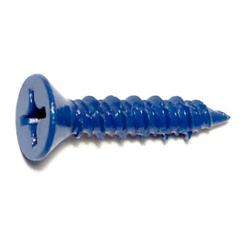 1/4" x 1-1/4" Blue Ruspert Coated Steel Phillips Flat Head Masonry Screws (23341)