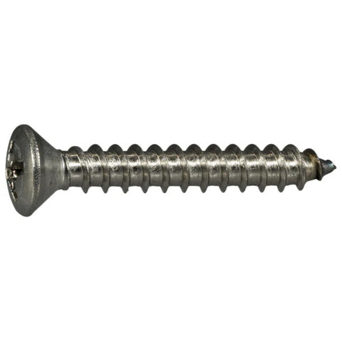 #12 x 1-1/2" 18-8 Stainless Steel Phillips Oval Head Sheet Metal Screw (82256)