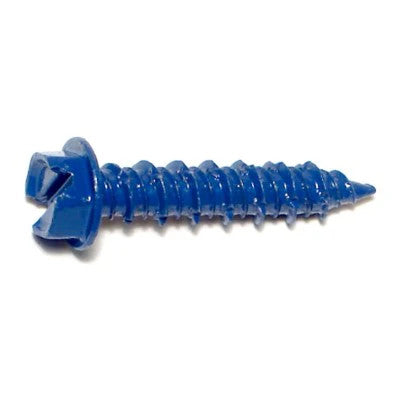 1/4" x 1-1/4" Blue Ruspert Coated Steel Slotted Hex Washer Head Masonry Screws (23381)