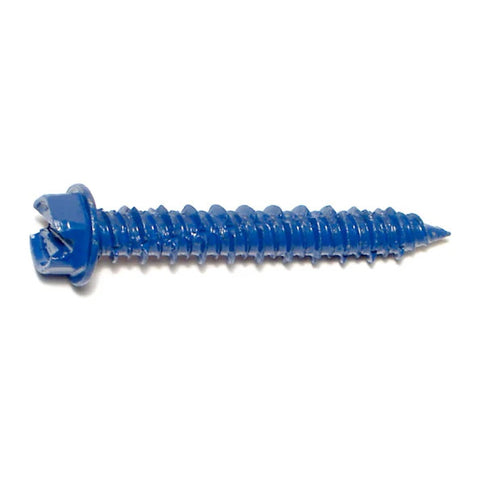 1/4" x 1-3/4" Blue Ruspert Coated Steel Slotted Hex Washer Head Masonry Screws (23382)