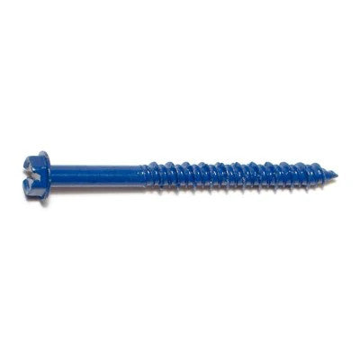3/16" x 2-1/4" Blue Ruspert Coated Steel Slotted Hex Washer Head Masonry Screws (23377)