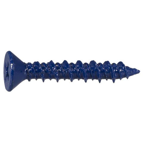 3/16" x 1-1/4" Blue Ruspert Coated Steel Phillips Flat Head Masonry Screws (23335)