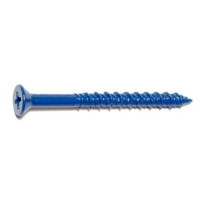 3/16" x 2-1/4" Blue Ruspert Coated Steel Phillips Flat Head Masonry Screws (23337)