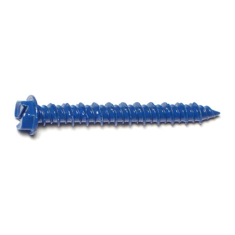 3/16" x 1-3/4" Blue Ruspert Coated Steel Slotted Hex Washer Head Masonry Screws (23376)