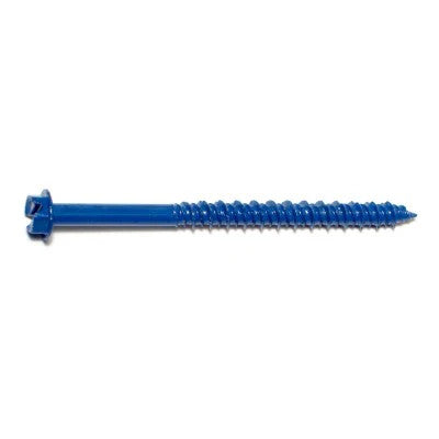 3/16" x 2-3/4" Blue Ruspert Coated Steel Slotted Hex Washer Head Masonry Screws (23378)