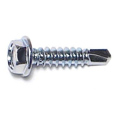 #8-18 x 3/4" Zinc Plated Steel Hex Washer Head Self-Drilling Screws (10276)