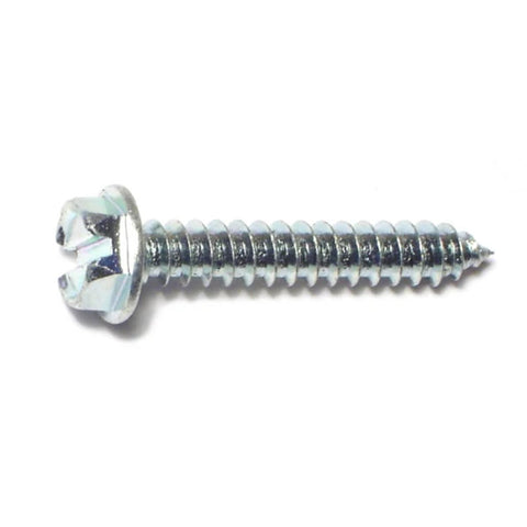 #8 x 1" Zinc Plated Steel Slotted Hex Washer Head Sheet Metal Screws (10178)