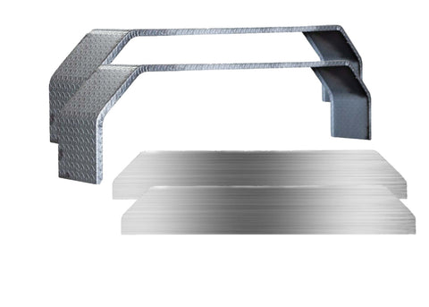 Diamond Plate Steel Double Angle Fender | 72"L x 10"W x 15.5"H | for Double Axle Trailer | 2 Pack of Fenders w/Fender Backs Kit