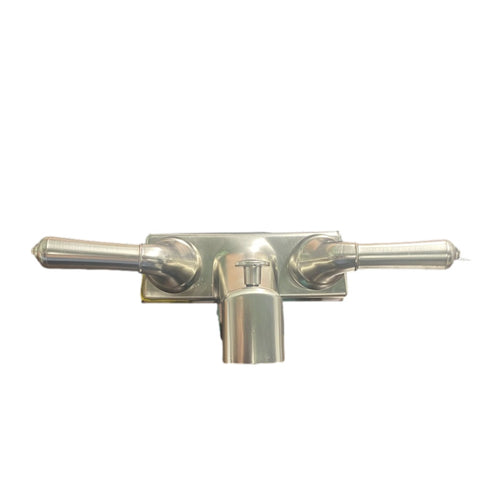 Plastic Tub & Shower Faucet with Lever Handles & Diverter Brushed Nickel