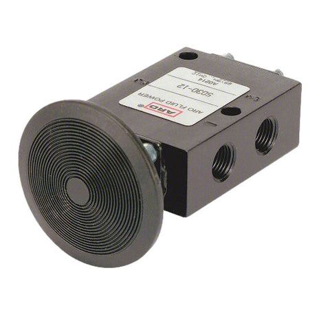 Manual Air Control Valve: 50, Three-Way, Two-Position, Black Button, 16 SCFM Maximum Flow Rate (5030-12-0)