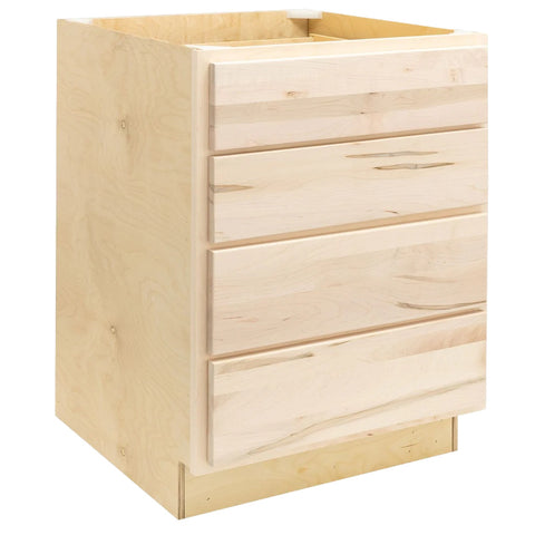 4 Drawer 24" Base Cabinet - Raw Maple