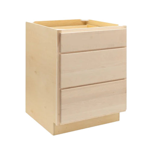 3 Drawer 21" Pots and Pans Base Cabinet - Raw Maple