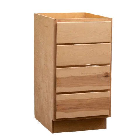 4 Drawer Base Cabinet 18" - Raw Hickory