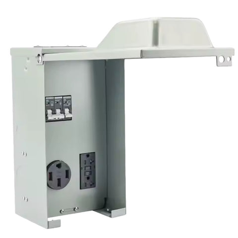 RV Power Outlet Panel with 50A & 20A Receptacles and Circuit Breakers (OB2050C)