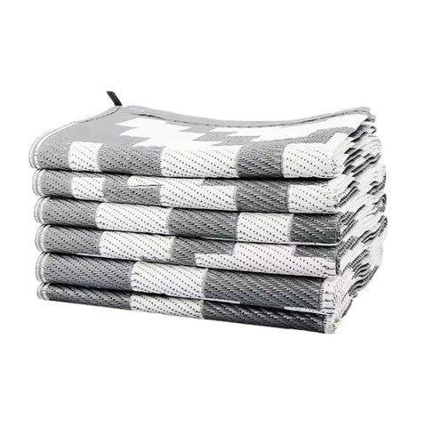 RV Outdoor Rug Reversible Patio Mat 6' x 9' Grey/White (HT-69GW)