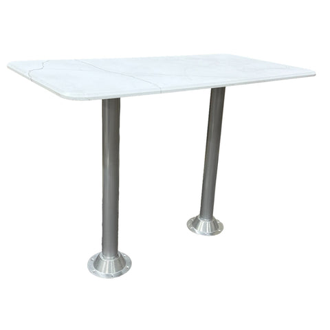 40" Rectangle Dinette Table Set: Matte Silver Steel Legs & Standard Bases
