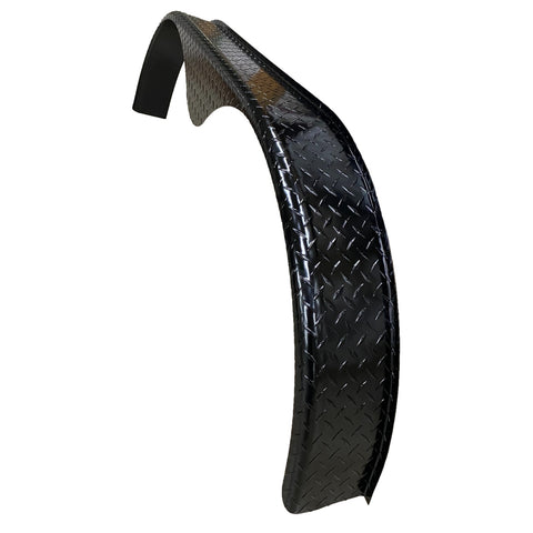 Diamond Plate Aluminum Black | Tandem Teardrop Fender Flare | 72"L x 4"W x 20"H | for Double Axle Trailer
