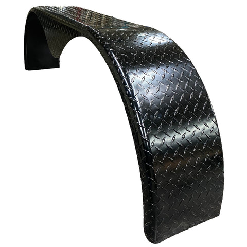 Diamond Plate Aluminum Black | Tandem Teardrop Fender | 68"L x 10-3/4"W x 20"H | for Double Axle Trailer