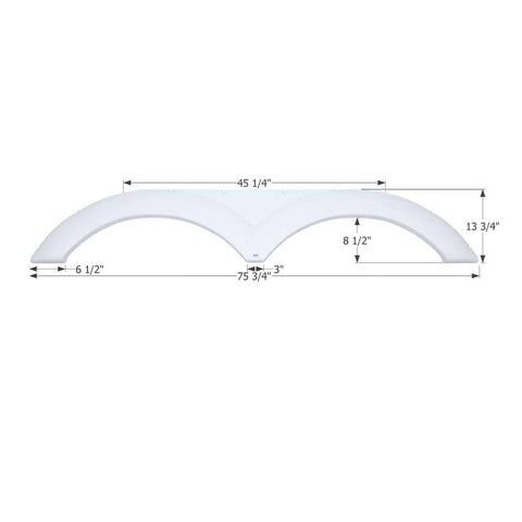 Icon Dutchmen Tandem Axle Fender Skirt FS2262 75-3/4" L x 13-3/4" H – Polar White (12262)