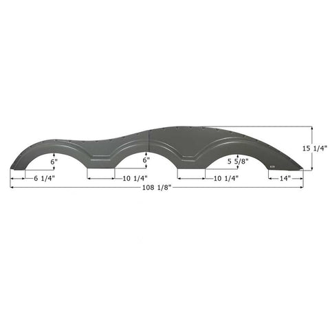 Icon Keystone Triple Axle Fender Skirt FS1000 Left Hand 108-1/8" L x 15-1/4" H– Black (12563)