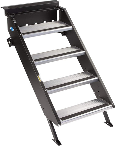 Morryde STP-213 Step Above-Gen2, 4 Step Entry Step, Manual, 8" Rise Fits Inner Door Flange Width Of 30"-32"
