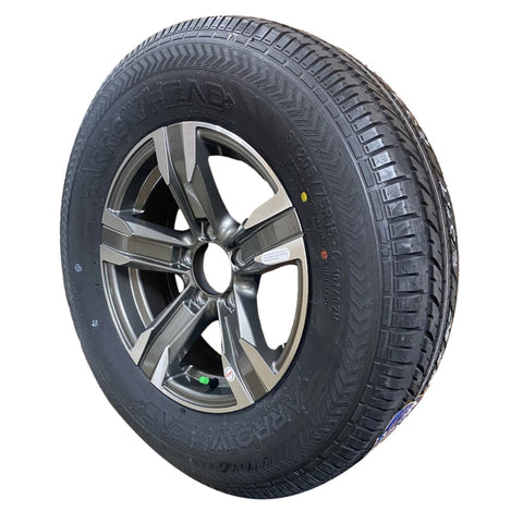 Arrow Head | ST205/75R15 | Aluminum Tire & Wheel | Gunmetal Tiger | Load Range C | 5 on 4.5" Bolt Pattern