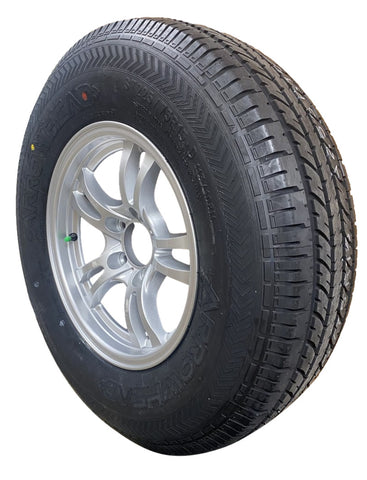 Arrow Head | ST225/75R15 | Aluminum Wheel & Trailer Tire | Silver Jaguar | Load Range D | 5 on 4.5" Bolt Pattern