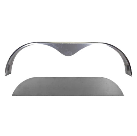 Smooth Steel | Tandem Teardrop Fender | 72"L x 10"W x 20"H | for Double Axle Trailer | Single Fender w/Fender Back Kit