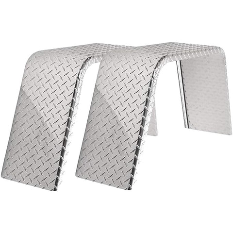 Diamond Plate Aluminum | Flat Top Fender | 34"L x 10"W x 17"H | for Single Axle Trailer | 2 Pack of Fenders Kit