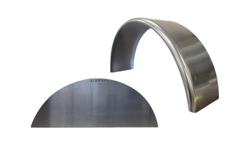 Smooth Aluminum | Round Top Fender | 32"L x 8"W x 15"H | for Single Axle Trailer | Single Fender w/Fender Back Kit