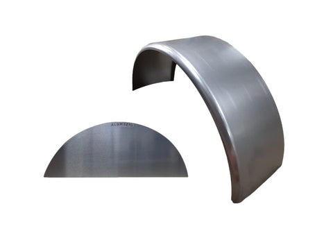 Smooth Aluminum | Round Top Fender | 32"L x 10"W x 15"H | for Single Axle Trailer | Single Fender w/Fender Back Kit