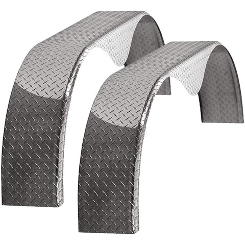 Diamond Plate Aluminum | Tandem Teardrop Fender | 72"L x 9"W x 20"H | for Double Axle Trailer | 2 Pack of Fenders Kit
